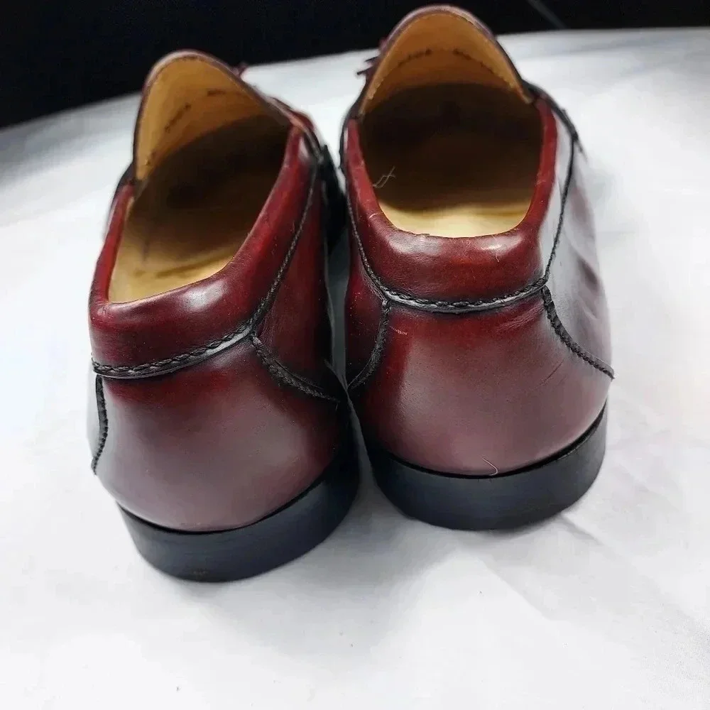 Cole Haan Mens Mahogany Brown Leather Slip-On Tassel Loafer 8.5 - Picture 8 of 14